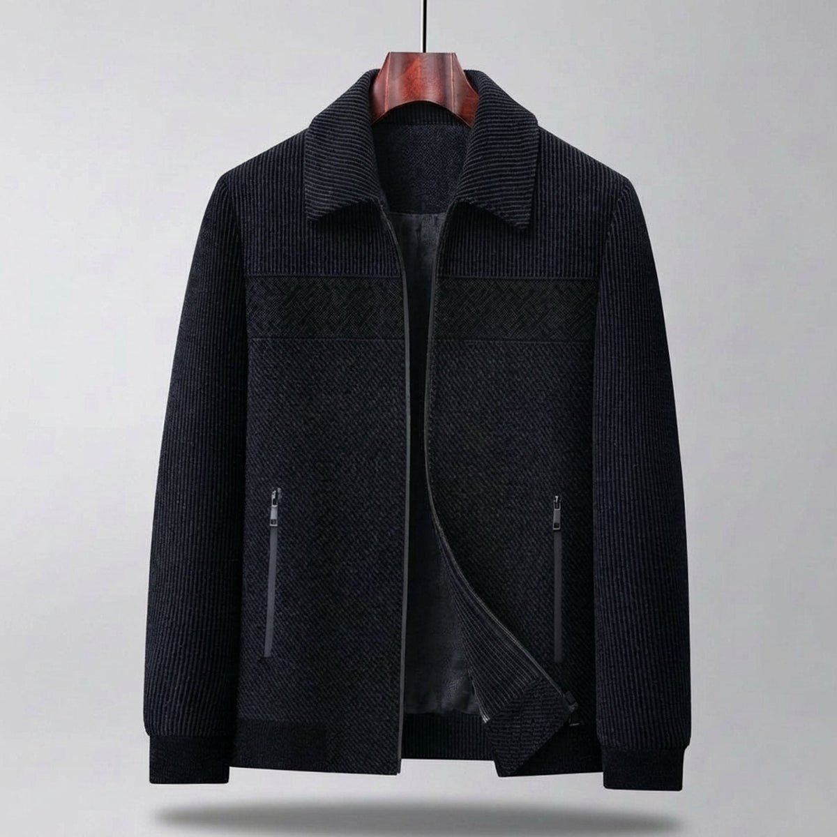 Chaqueta informal acolchada y texturizada para hombre, con cierre frontal