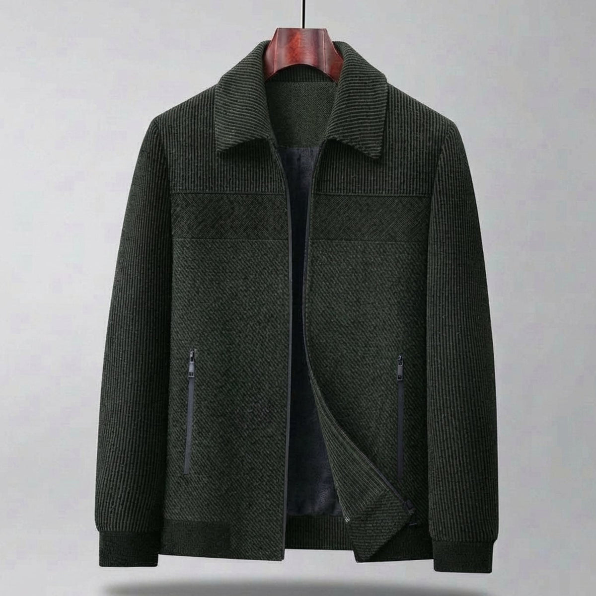 Chaqueta informal acolchada y texturizada para hombre, con cierre frontal