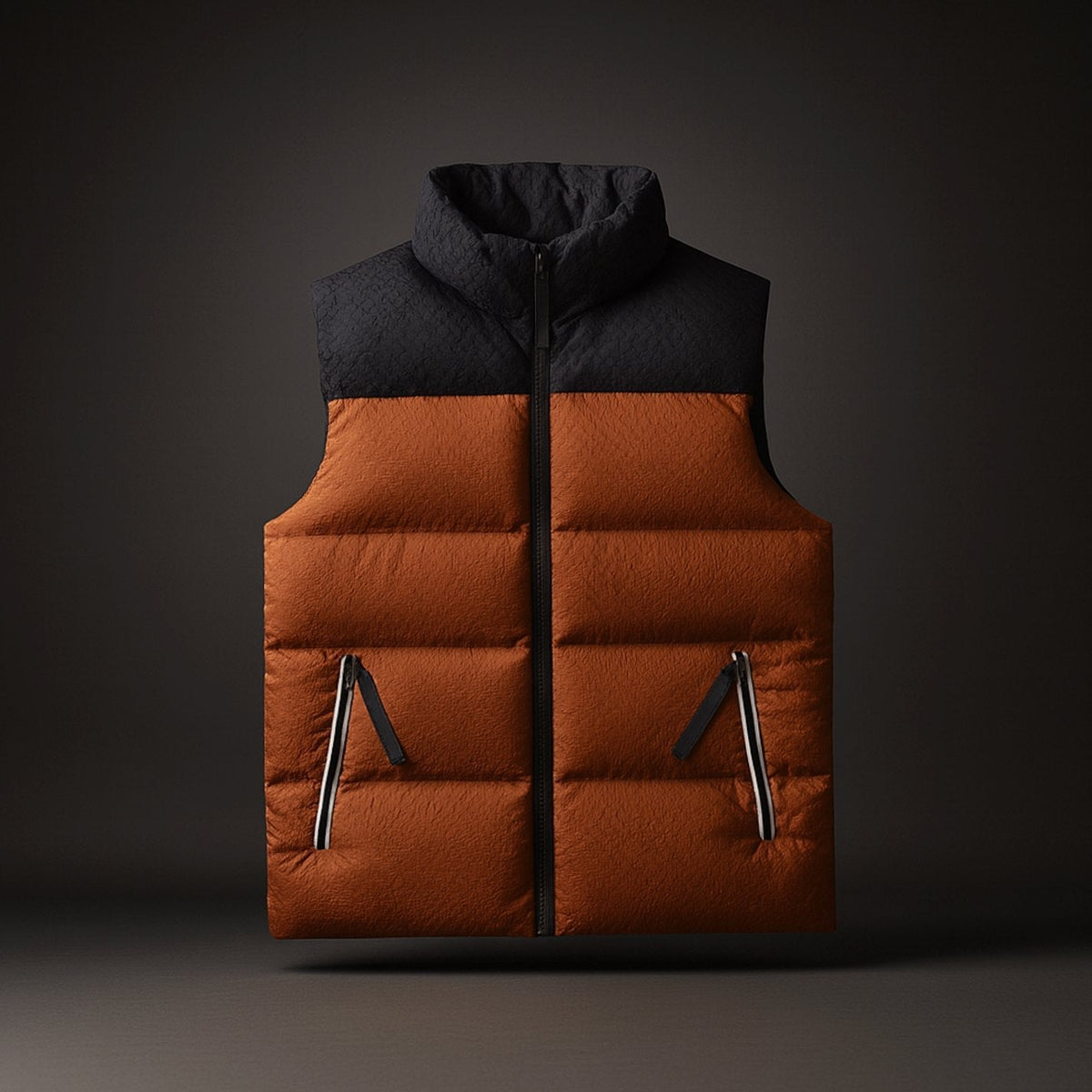 Chaleco acolchado impermeable para hombre, de cuello alto y sin mangas