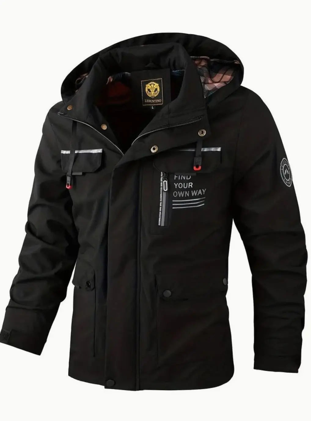 Chaqueta de invierno impermeable para hombre, con capucha y múltiples bolsillos