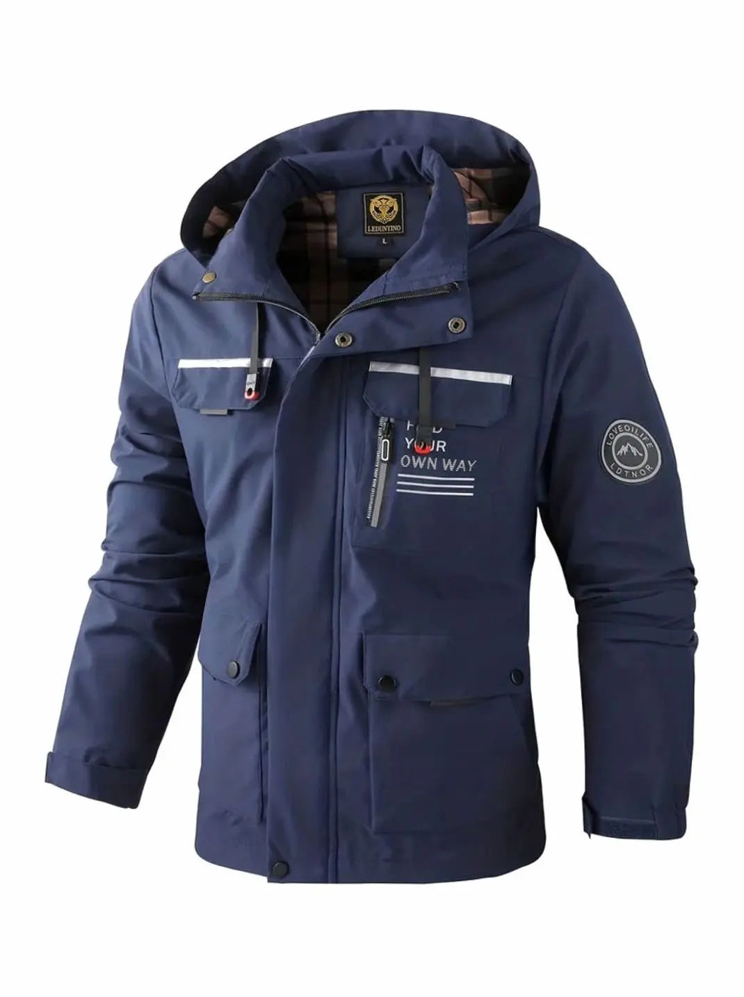 Chaqueta de invierno impermeable para hombre, con capucha y múltiples bolsillos