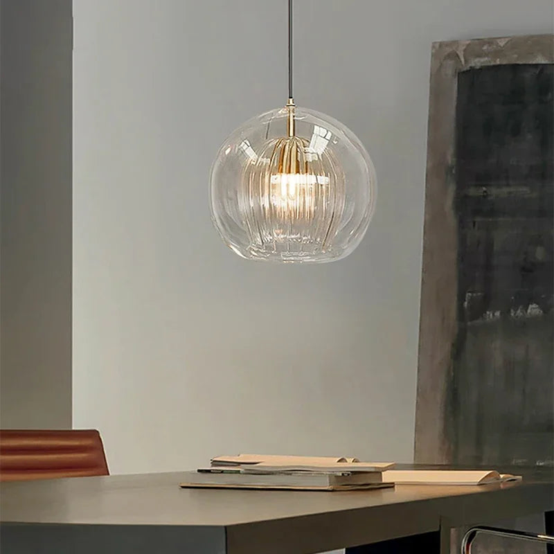 Lámpara colgante moderna y elegante de aluminio y vidrio con longitud ajustable