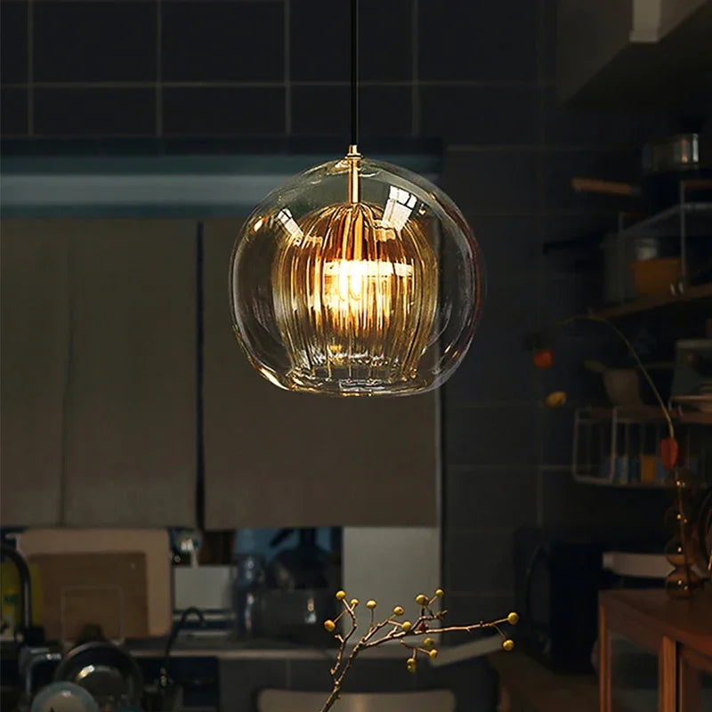 Lámpara colgante moderna y elegante de aluminio y vidrio con longitud ajustable
