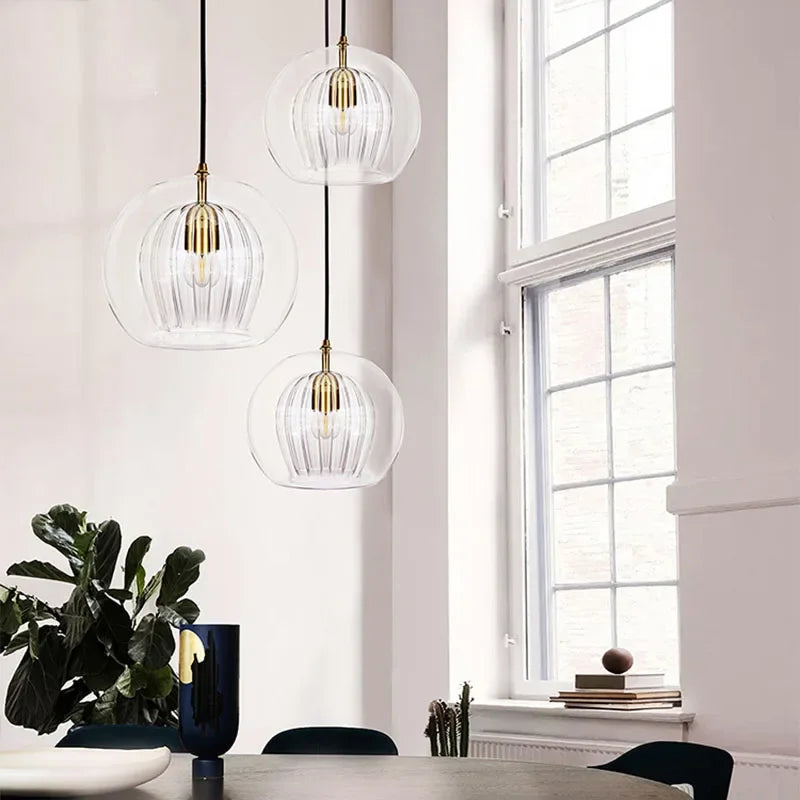 Lámpara colgante moderna y elegante de aluminio y vidrio con longitud ajustable