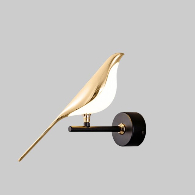 Aplique de pared magnético ajustable con silueta escultórica de pájaro