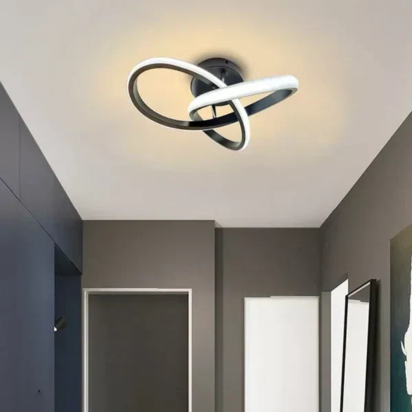 Lámpara de techo moderna de aluminio y acrílico con doble aro de montaje empotrado