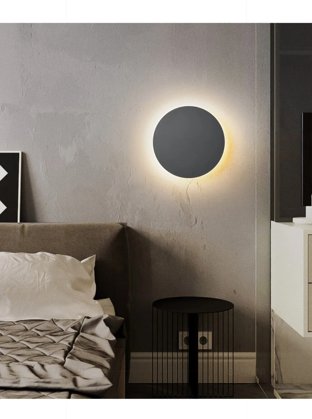 Lámpara de pared minimalista redonda con control táctil y sensor