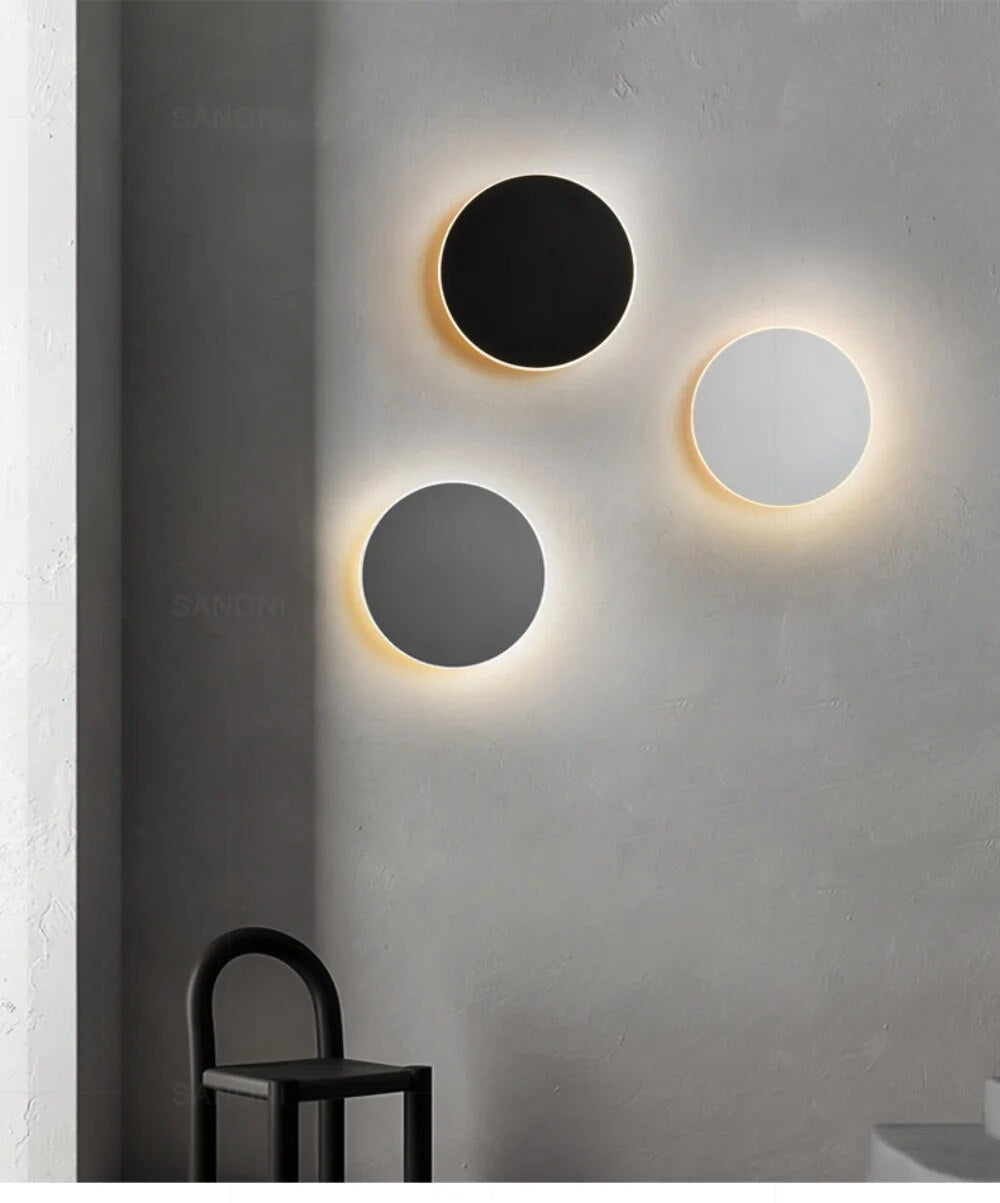 Lámpara de pared minimalista redonda con control táctil y sensor