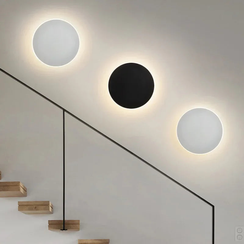 Lámpara de pared minimalista redonda con control táctil y sensor