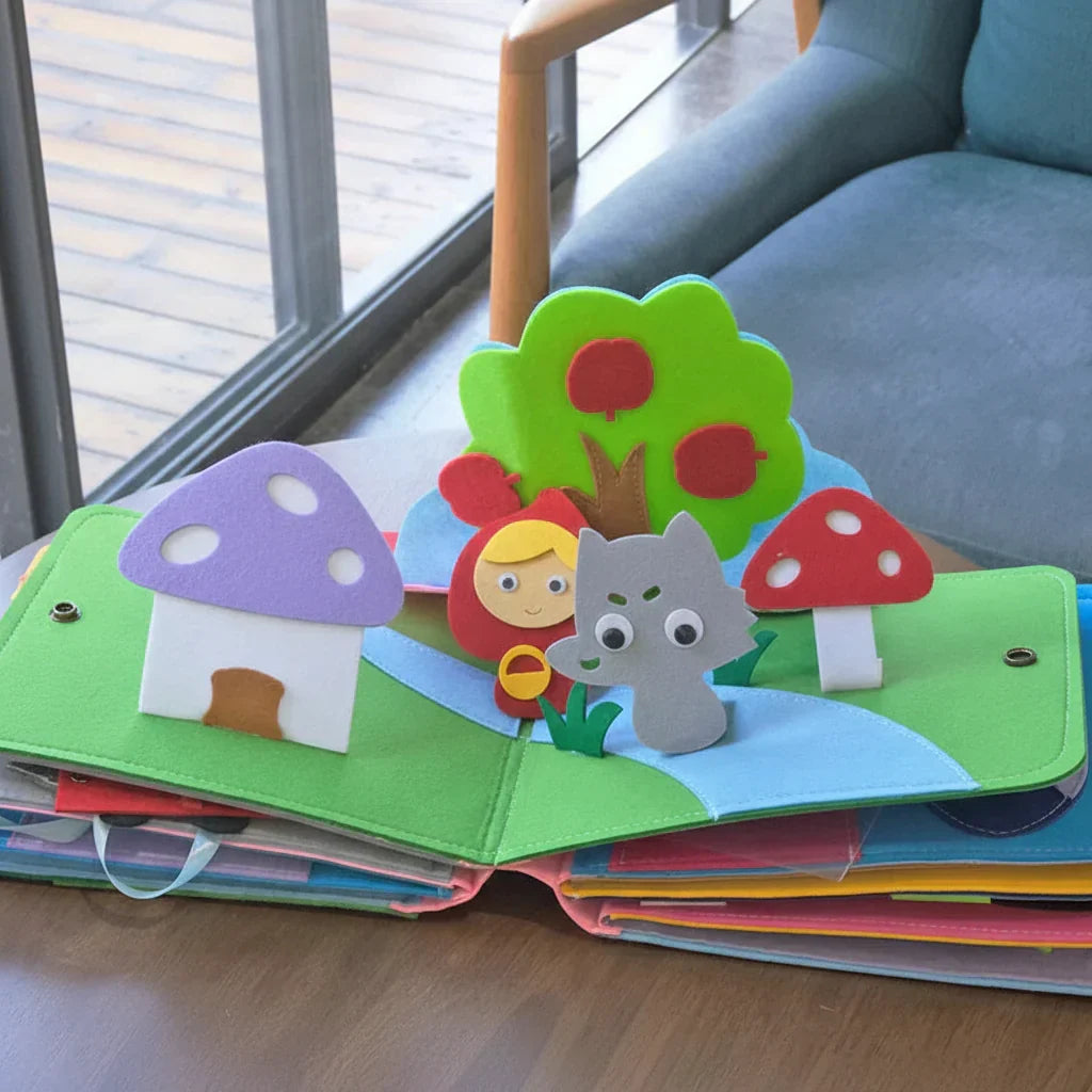 Libro sensorial Montessori interactivo de fieltro suave para jugar sin pantallas