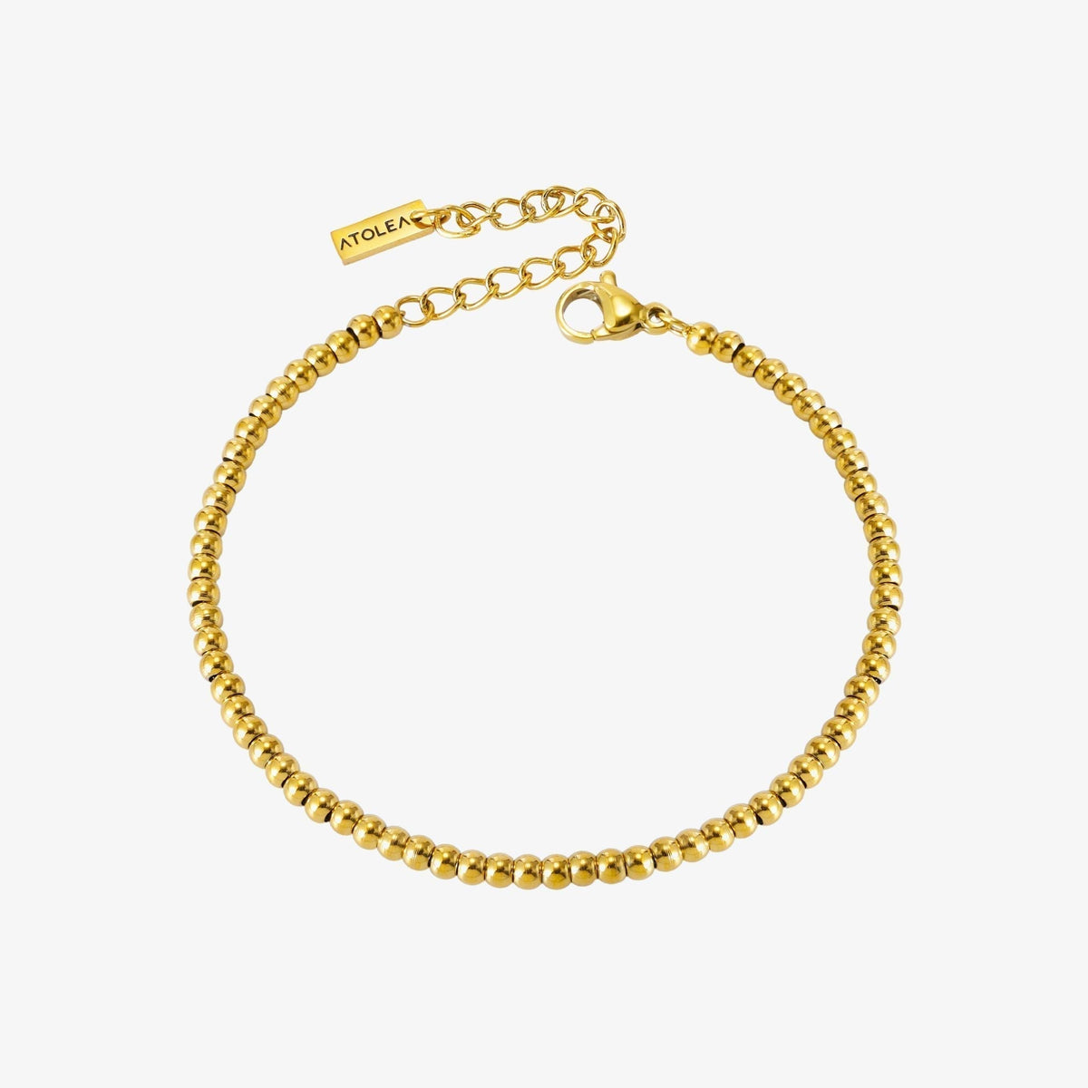 Pulsera de plata chapada en oro, fina, de cuentas y combinable en capas