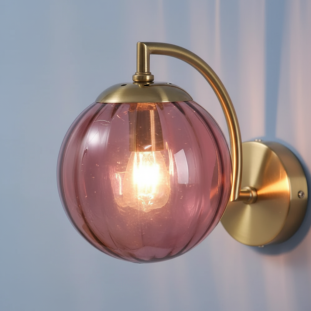 Lámpara de pared nórdica minimalista de metal y esfera de vidrio delgada