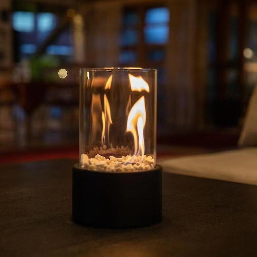 Lámpara de mesa con cilindro de vidrio clásico, llama y aceite