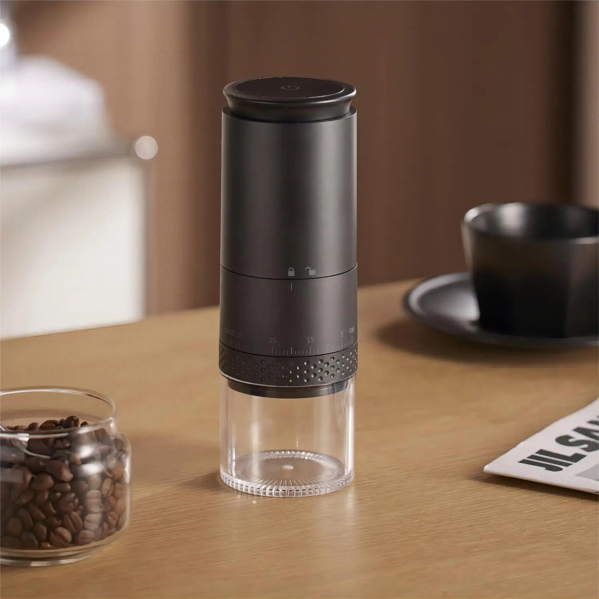 Molinillo de café eléctrico portátil recargable con muelas de cerámica ajustables