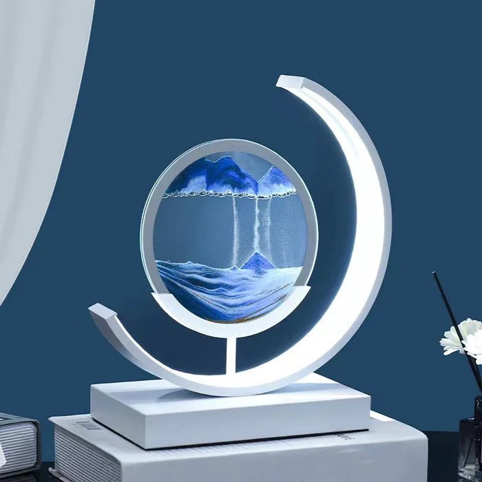 Lámpara de mesa con escultura de arte de arena giratoria e iluminación ambiental