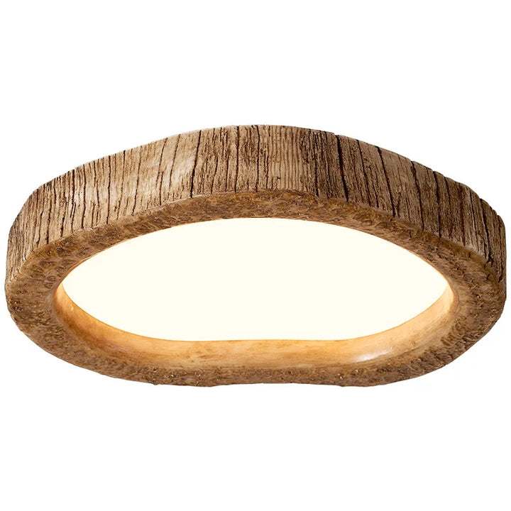 Lámpara de techo rústica de resina con veta de madera, de montaje empotrado