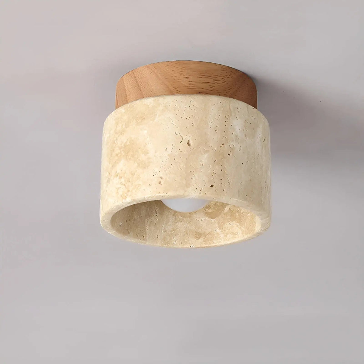 Lámpara de techo rústica wabi-sabi de travertino y madera