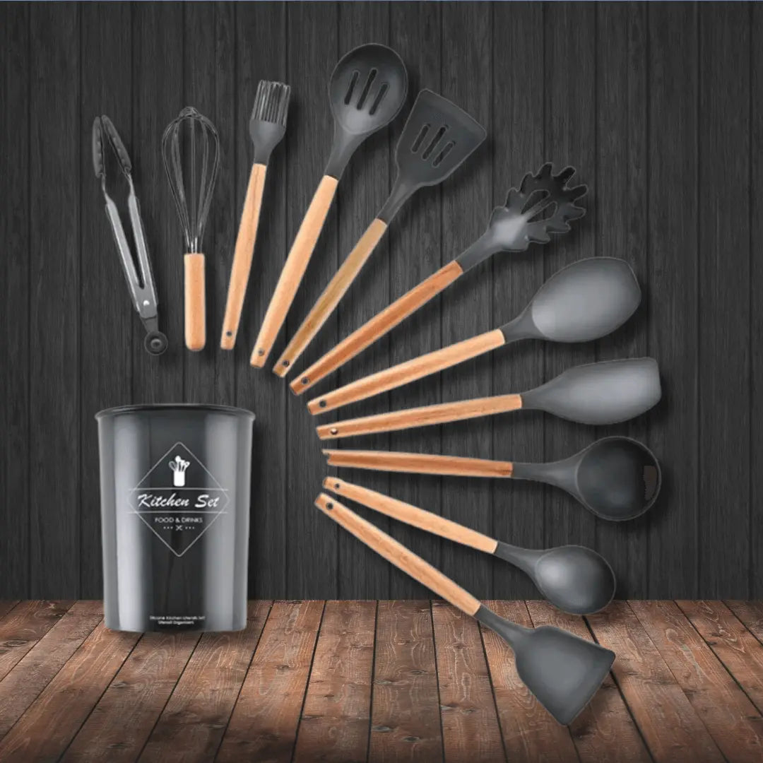 Set de utensilios de cocina ergonómicos de silicona resistente al calor