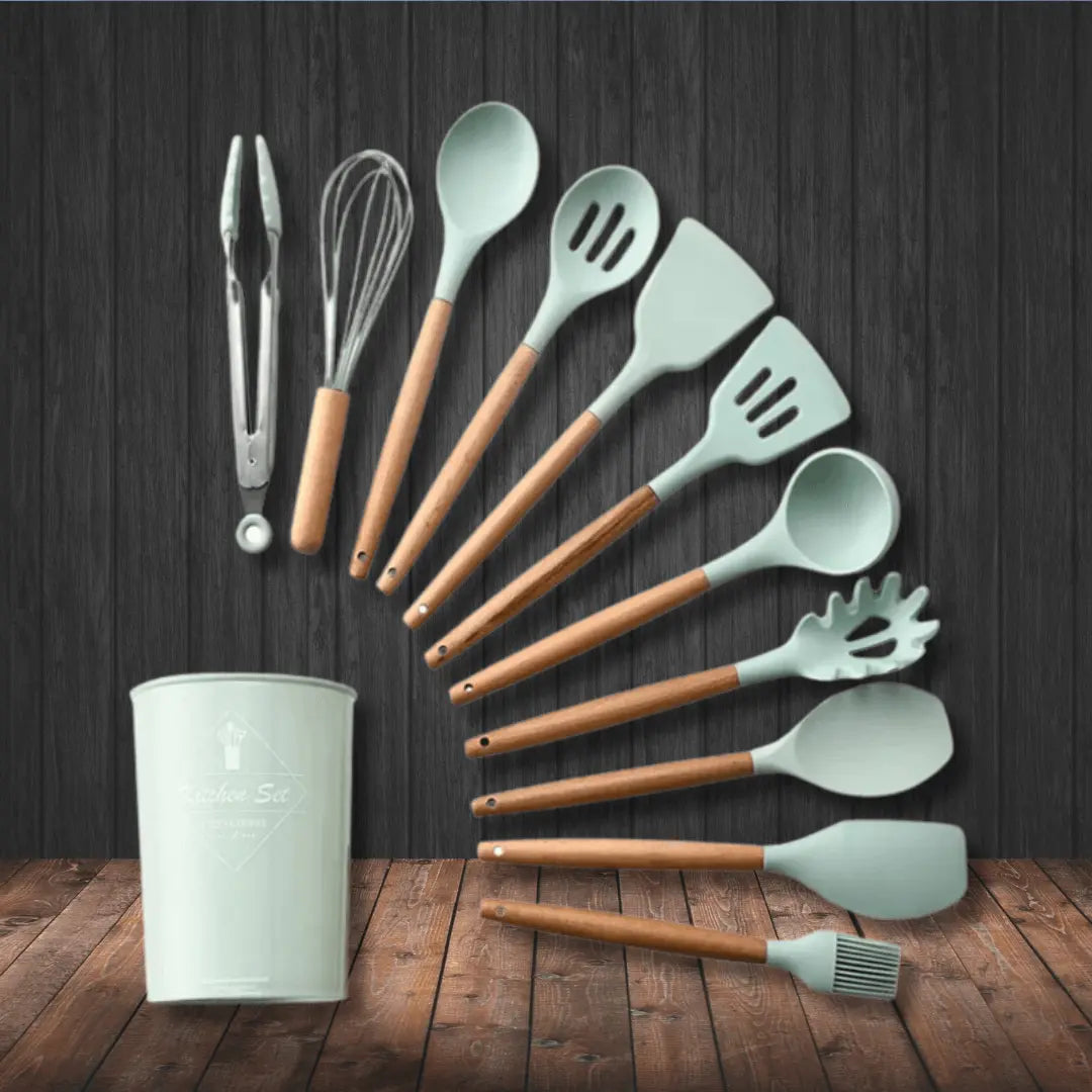 Set de utensilios de cocina ergonómicos de silicona resistente al calor