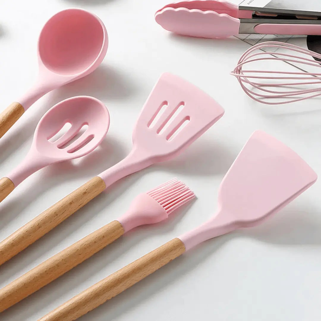Set de utensilios de cocina ergonómicos de silicona resistente al calor