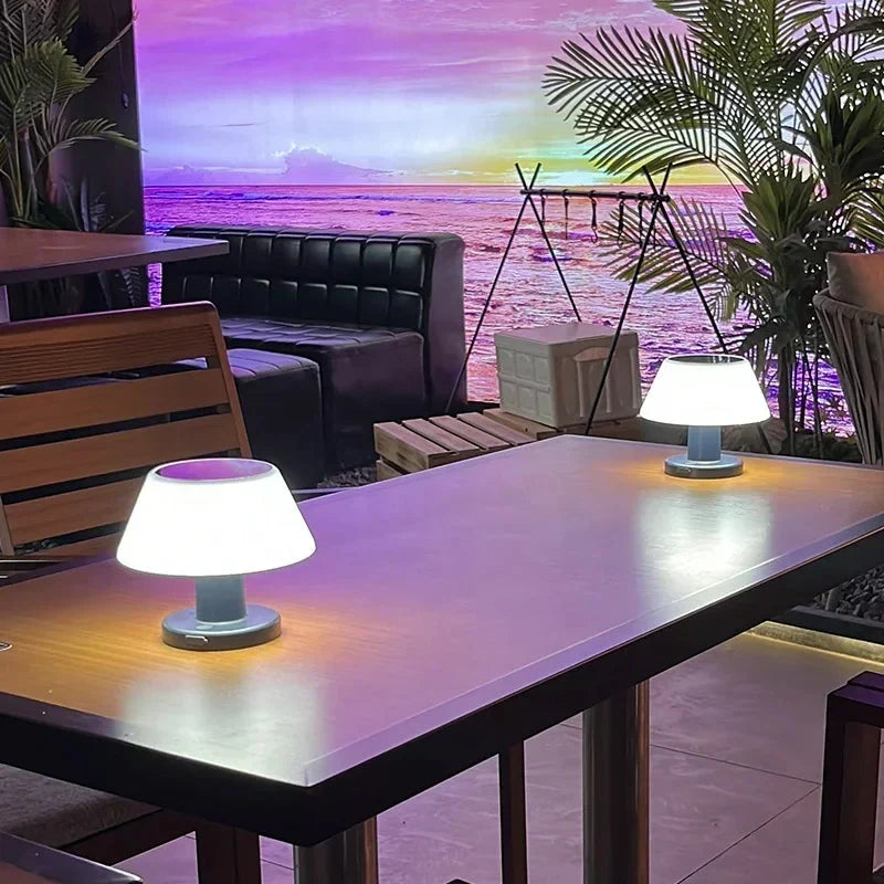 Lámpara de mesa recargable con energía solar, resistente al agua, para interiores y exteriores