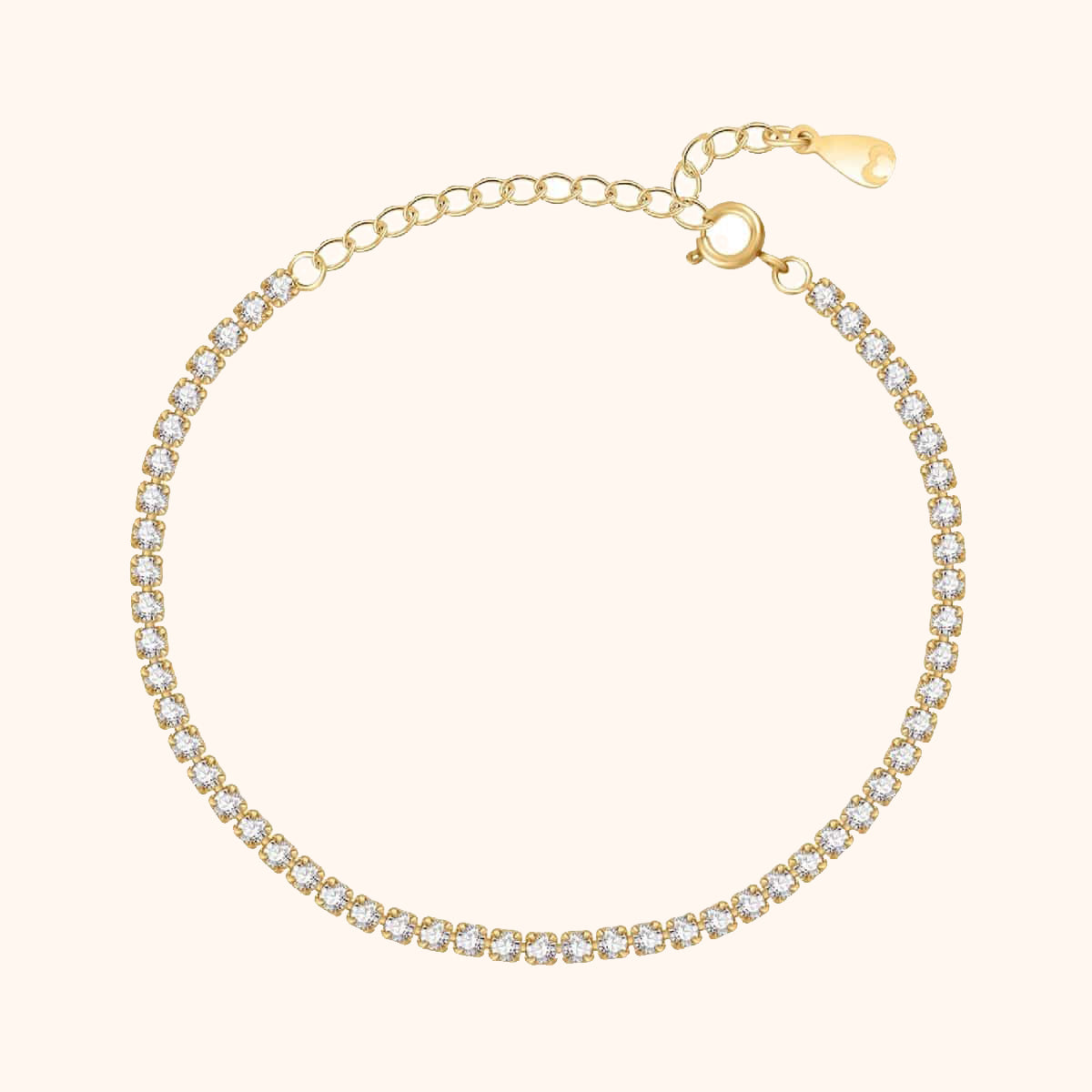 Pulsera ajustable de plata de ley con efecto de diamantes de talla cuadrada