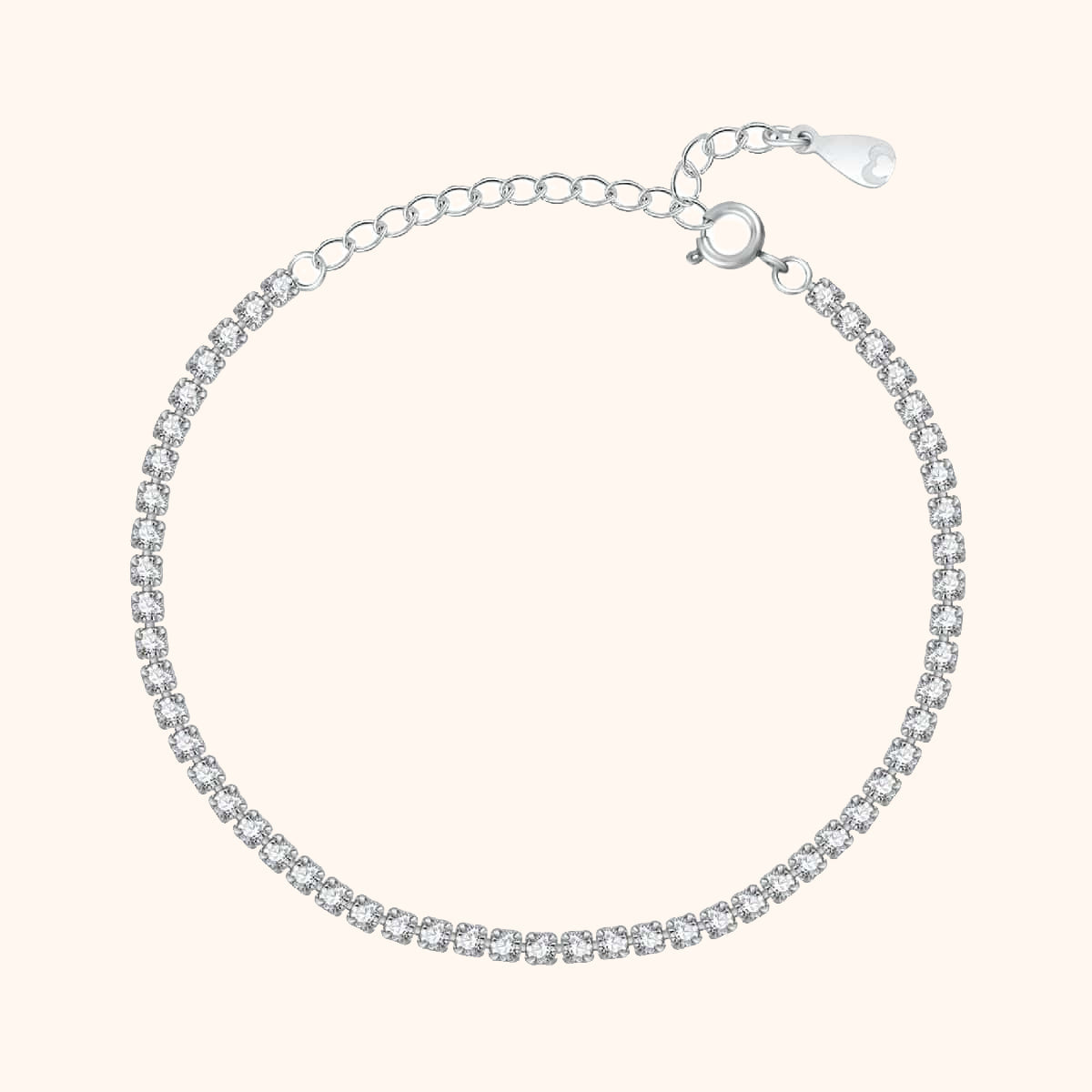 Pulsera ajustable de plata de ley con efecto de diamantes de talla cuadrada
