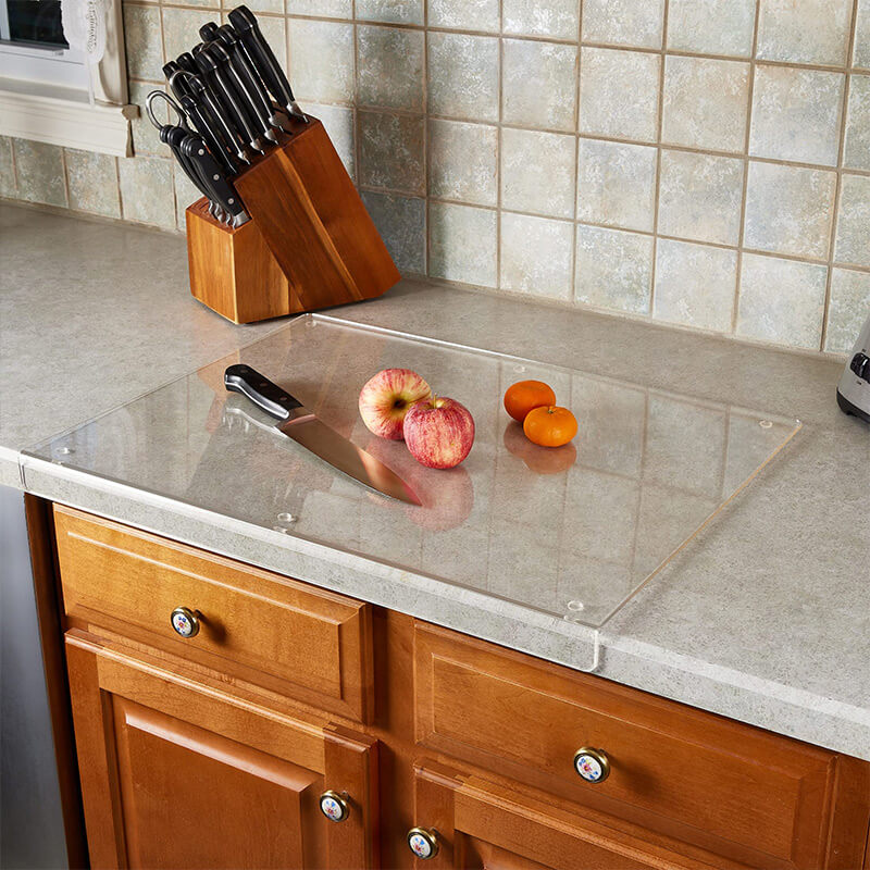 Tabla de cortar y servir de cocina de acrílico transparente antideslizante