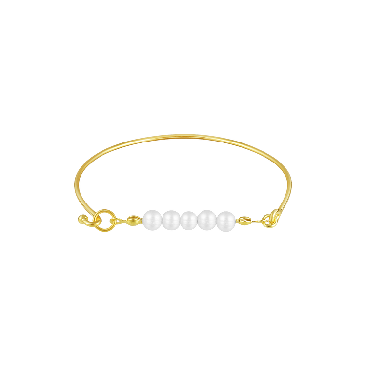 Pulsera clásica de plata con delicado dije de perla