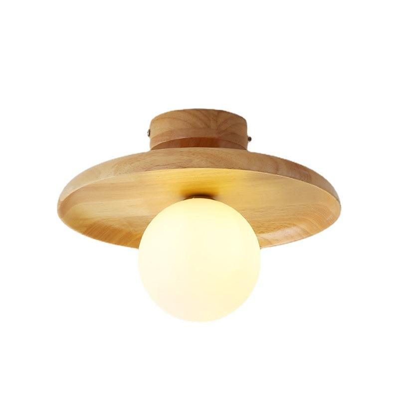 Lámpara de techo minimalista japonesa de madera, hierro y acrílico