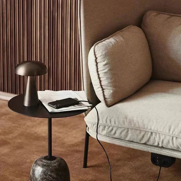 Lámpara de mesa con forma de seta, de hierro y acrílico, regulable y sin cable