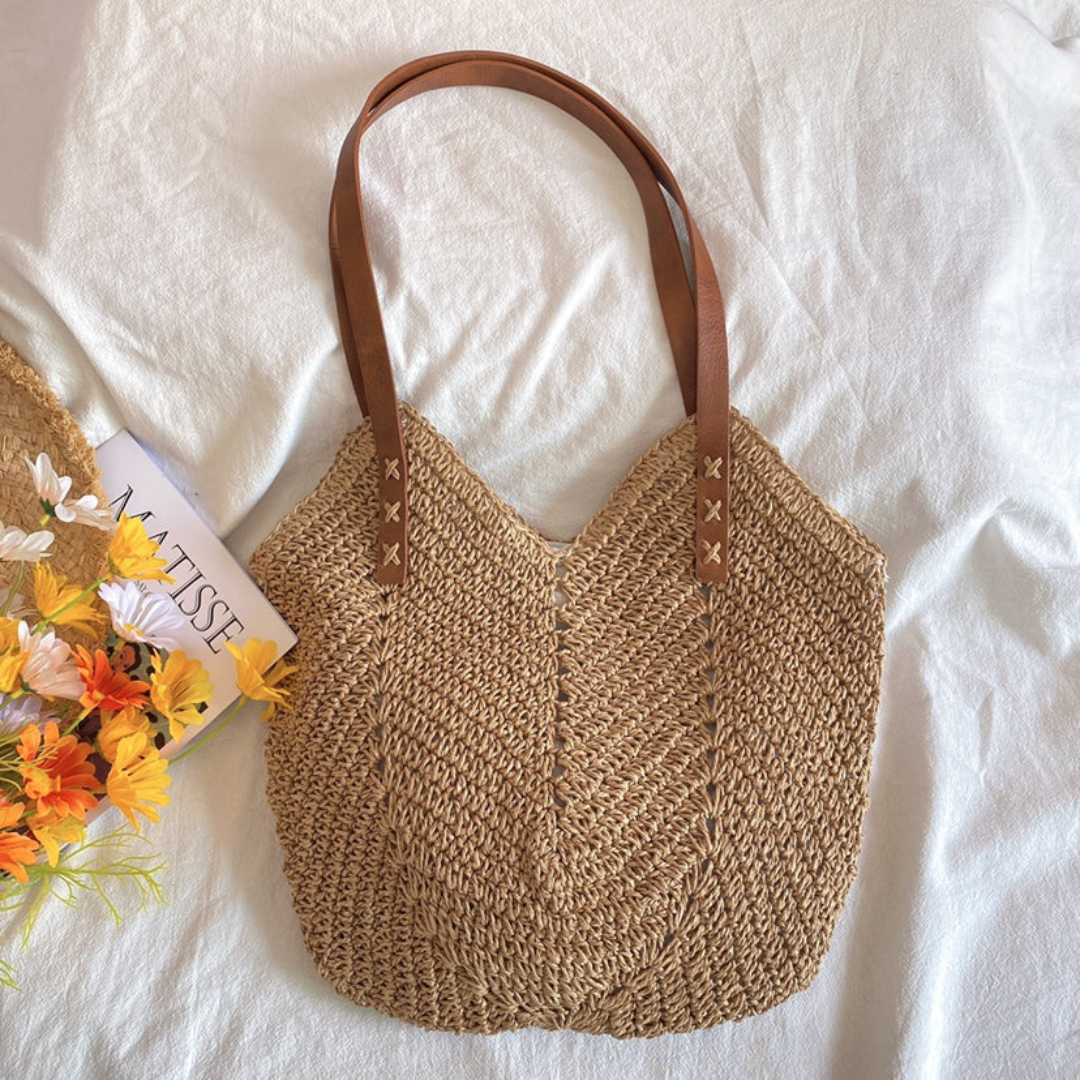 Bolso de hombro tejido informal con correa ajustable y gran capacidad para mujer