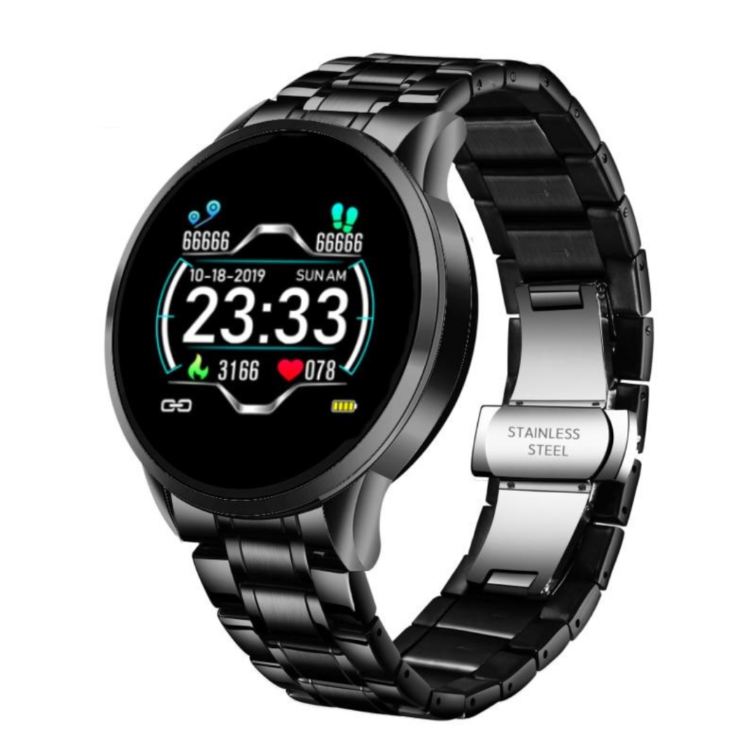 Reloj inteligente Bluetooth clásico y redondo, resistente a salpicaduras, con seguimiento de la salud