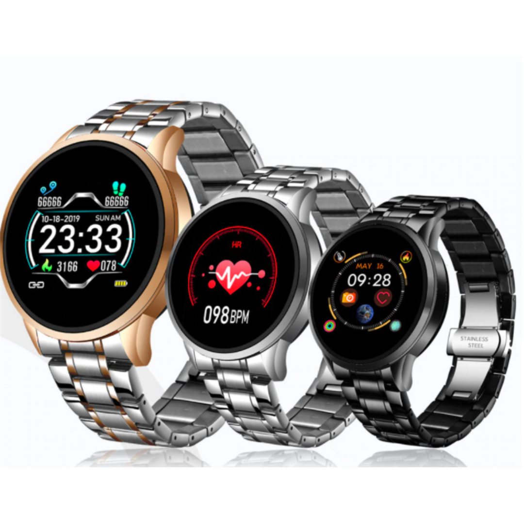 Reloj inteligente Bluetooth clásico y redondo, resistente a salpicaduras, con seguimiento de la salud