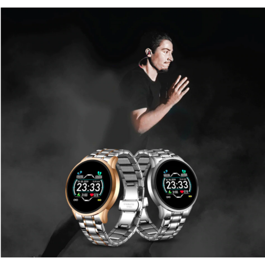 Reloj inteligente Bluetooth clásico y redondo, resistente a salpicaduras, con seguimiento de la salud