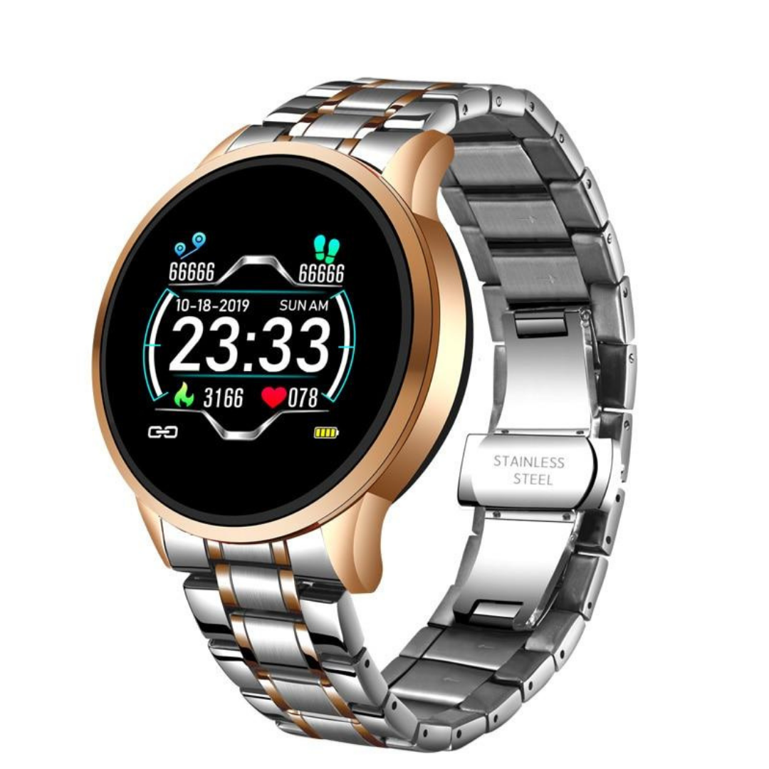 Reloj inteligente Bluetooth clásico y redondo, resistente a salpicaduras, con seguimiento de la salud