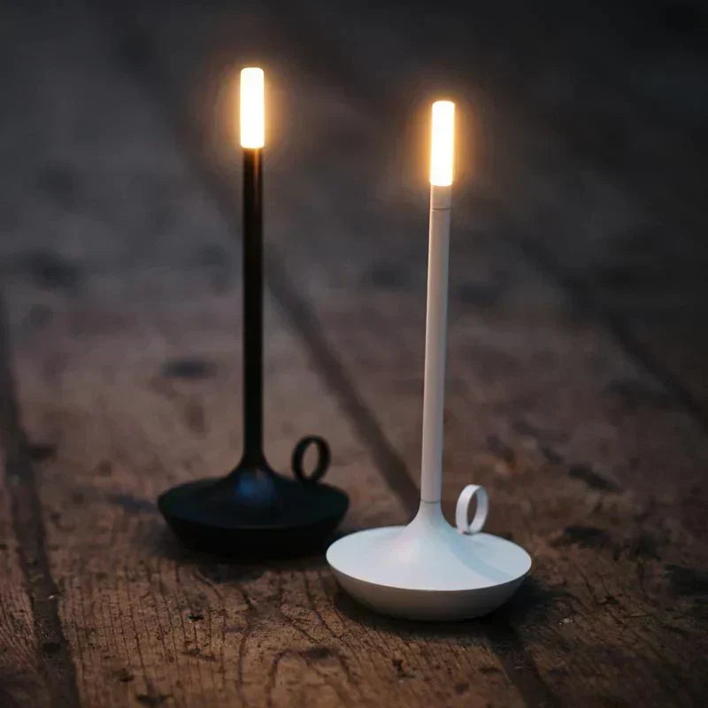 Lámpara de mesa elegante con forma de vela, aluminio, recargable y regulable