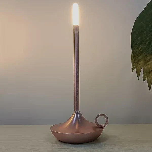 Lámpara de mesa elegante con forma de vela, aluminio, recargable y regulable