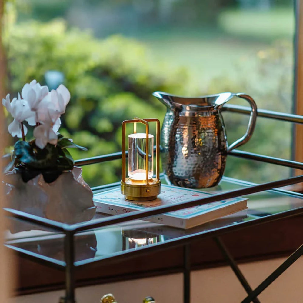 Lámpara de mesa minimalista de metal, inalámbrica, recargable, para interiores y exteriores