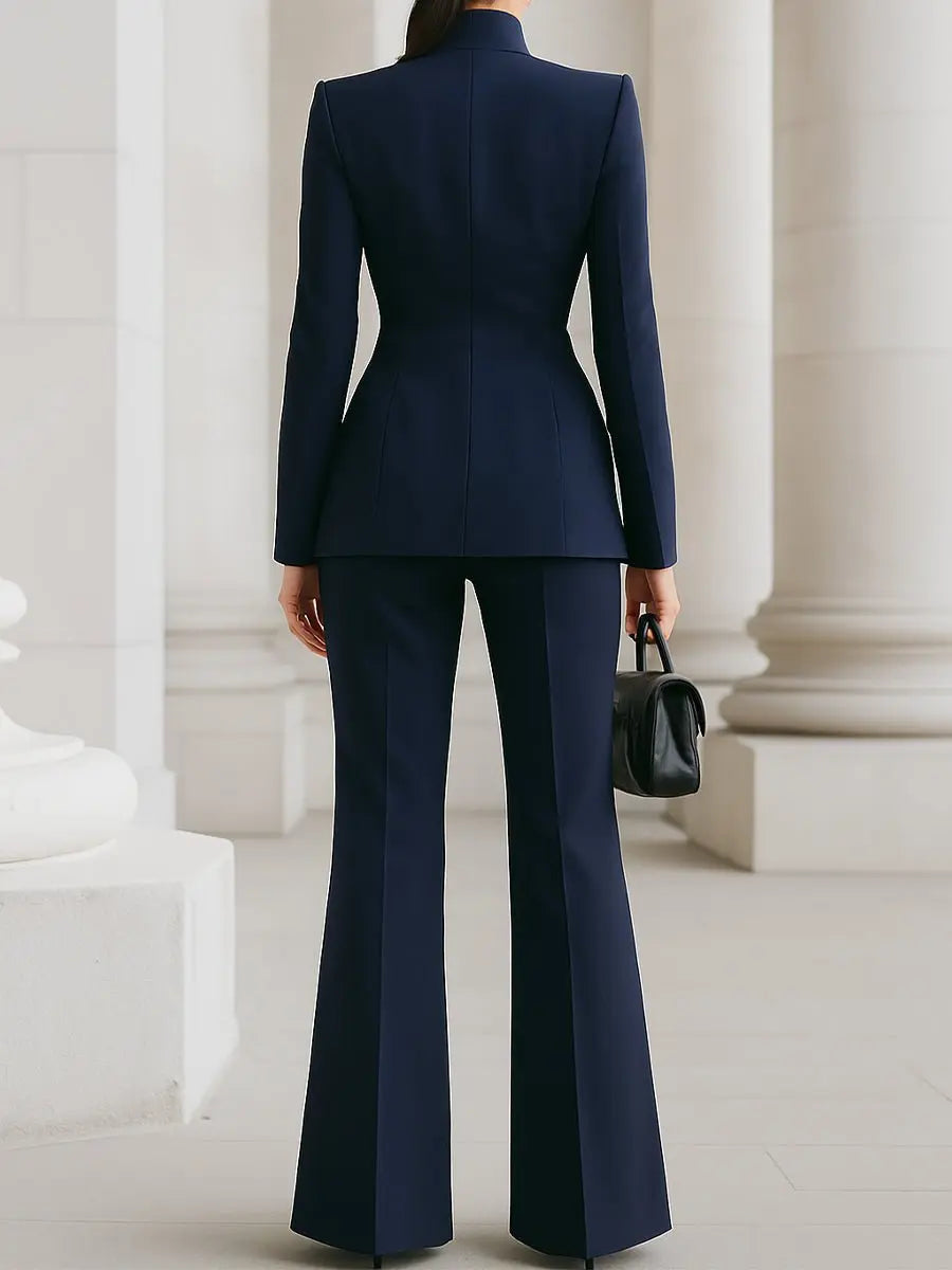 Conjunto de traje de dos piezas entallado para mujer, con blazer y pantalón