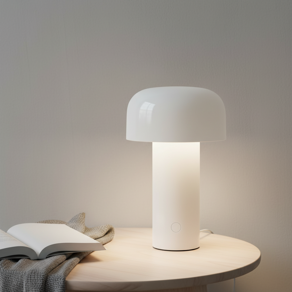 Lámpara de mesa elegante con forma de champiñón, inalámbrica y con control táctil