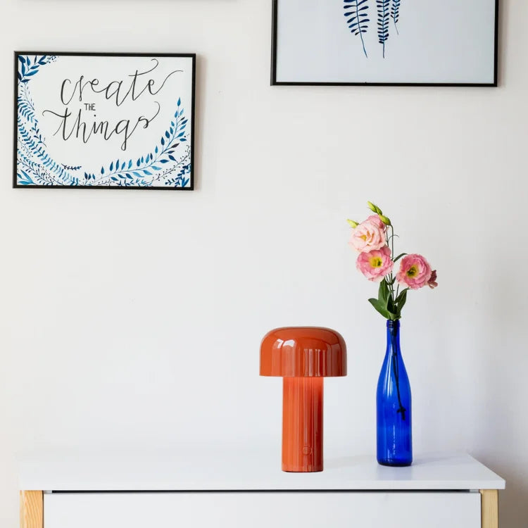 Lámpara de mesa elegante con forma de champiñón, inalámbrica y con control táctil