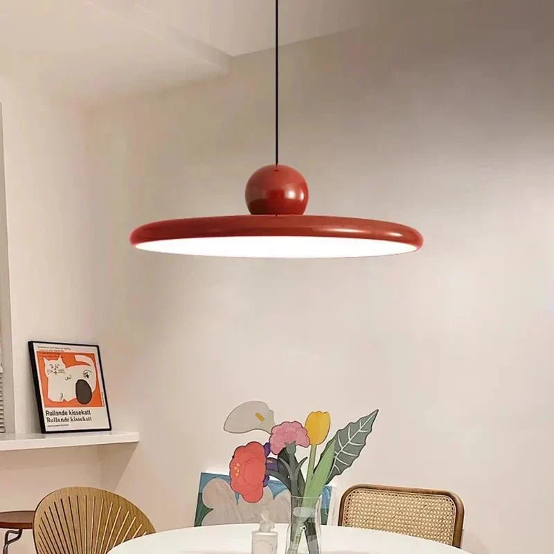 Lámpara colgante de metal y vidrio con forma de plato, estilo Bauhaus