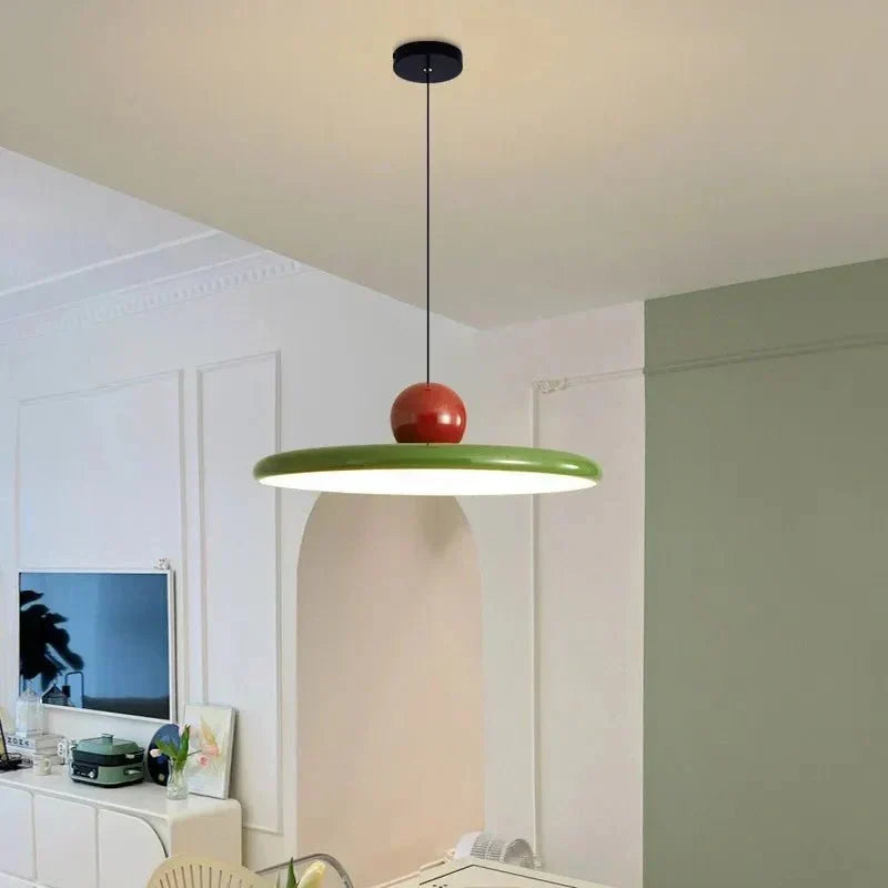 Lámpara colgante de metal y vidrio con forma de plato, estilo Bauhaus