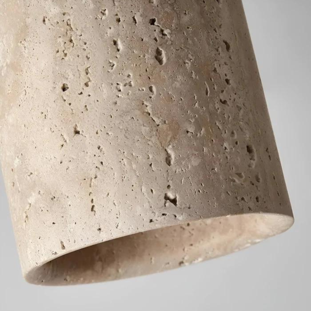 Lámpara de techo redonda de travertino wabi-sabi de montaje empotrado