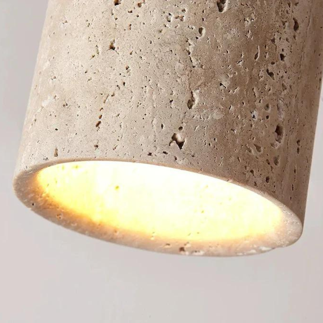 Lámpara de techo redonda de travertino wabi-sabi de montaje empotrado