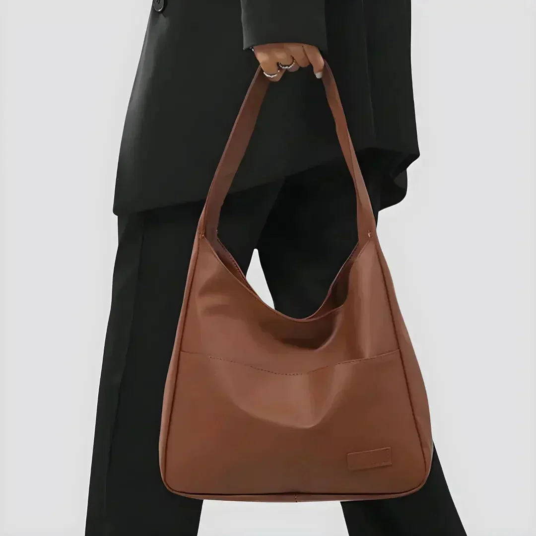 Bolso de hombro minimalista de cuero vegano con correa ajustable para mujer