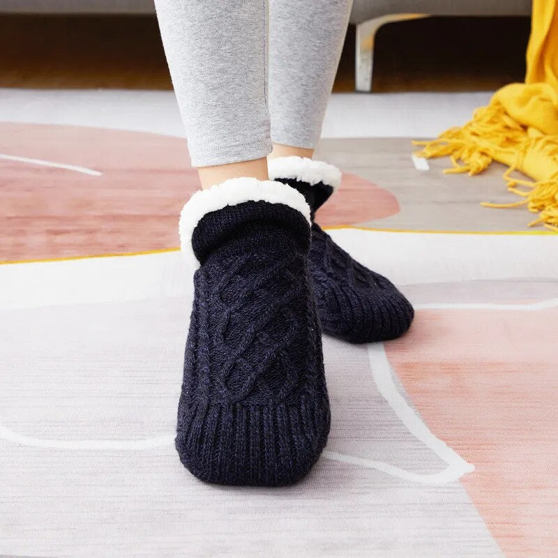 Calcetines tipo zapatilla acolchados, de mezcla térmica, para mantener los pies calientes en invierno
