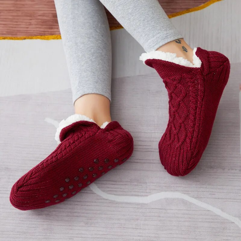 Calcetines tipo zapatilla acolchados, de mezcla térmica, para mantener los pies calientes en invierno