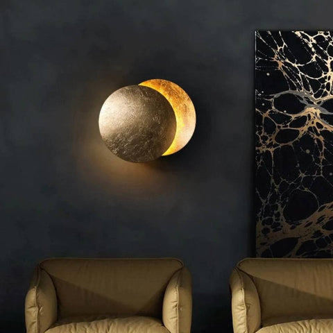 Lámpara de pared minimalista redonda con brillo de eclipse lunar